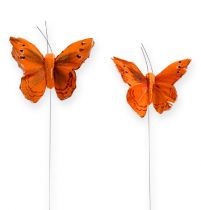 gjenstander Dekorativ sommerfugl på tråd oransje 8cm 12stk
