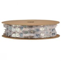 gjenstander Dekorativt bånd med pelslook og holoeffekt grå sølv 25mm 10m