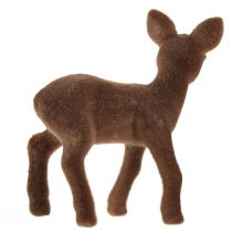 gjenstander Dekorativ figur hjort fawn flokket brune julefigurer 10,5cm 6 stk