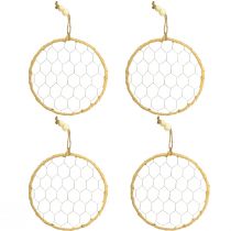 gjenstander Dekorative opphengsringer i metall av raffia, Ø20 cm, 4 stk., bohemsk veggdekorasjon, vindusdekorasjon