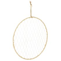 gjenstander Dekorativ metallring Ø38 cm, hengende dekorasjon, raffia, sølv, naturlig, bohemsk veggdekorasjon, allsidig dekorasjon, 4 deler