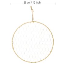 gjenstander Dekorativ metallring Ø38 cm, hengende dekorasjon, raffia, sølv, naturlig, bohemsk veggdekorasjon, allsidig dekorasjon, 4 deler