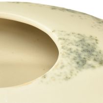 gjenstander Dekorativ skål oval flat keramikkskål kremgrågrønn 19×14×5cm