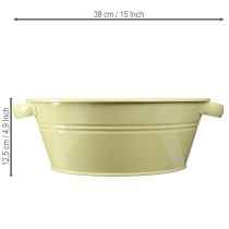 gjenstander Dekorativ metallskål, grønn-gul, blomsterskål med håndtak, Ø33,5 cm