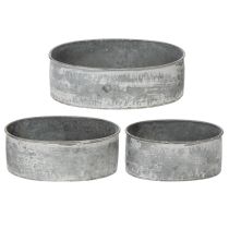 gjenstander Dekorativ metallskål, oval, grå, L22,5/19,5/16 cm, sett med 3
