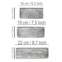 gjenstander Dekorativ metallskål, oval, grå, L22,5/19,5/16 cm, sett med 3