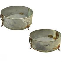 gjenstander Dekorativ skål med fotmetallhåndtak rust 42/46,5 cm sett med 2