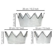 gjenstander Dekorativ bolle metallbolle krone Ø26,5/22,5/19 cm sett med 3