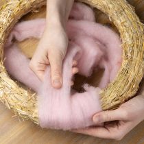 gjenstander Dekorativ ull rosa 2m ullsnor tovingsull til håndverk og blomsterdekorasjon