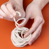 gjenstander Hvit ullsnor med gulltråd 5m x 5mm med ståltråd til dekorasjon og hobbyarbeid