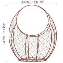 gjenstander Trådkurv, metallplantekasse, vårdekorasjon, påskekurv, brun, rustfarget, H34 cm L30 cm