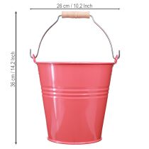 gjenstander Dekorativ rosa metallbøtte til blomsterpotte 26x22,5x23cm 6l