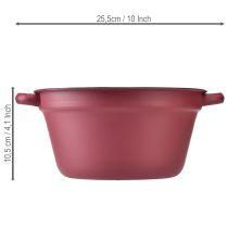 gjenstander Metallbøtte med håndtak, dekorativ potte til planting, rød, Ø20,5 cm, H10,5 cm
