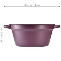 gjenstander Bøtte med håndtak, metallplantekasse, lilla, Ø22,5 cm, H10,5 cm