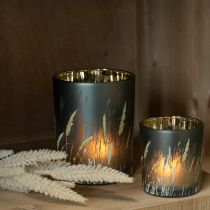 gjenstander Elegant dekorativ lykt med gressmotiv for koselige boligtilbehør, 12,5 cm, 2 stk.