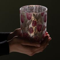 gjenstander Elegant lykt med tulipanmotiv for stemningsfull vårdekorasjon, 12,5 cm, 2 stk.