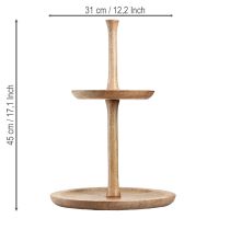 gjenstander Kakestativ tredekor 2-lags naturrund Ø31/20cm H45cm