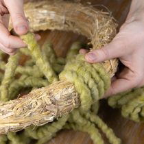 gjenstander Fluffy Mirabell-filtsnor, ull, grønn, 25 m dekorativt bånd til blomsterdekorasjon, dekorasjon, håndverk, DIY