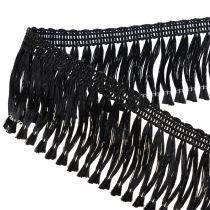 gjenstander Svart frynset bånd 4 cm, kordonkant, dekorativ frynset lurex 25 m