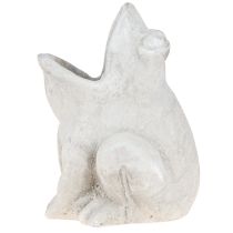 gjenstander Frosk dekorativ plantepotte blomsterpotte betong grå H18,5cm