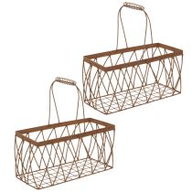 gjenstander Trådkurv, metall, rustlook, 28x13,5x14cm, 2 stk.