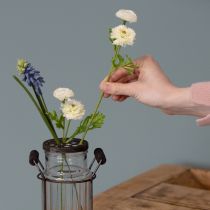 gjenstander Glassflaske i metallkurv, ideell for dekorative detaljer i stuen, 20 cm