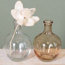 gjenstander Minivase i glassflaske, ravfarget og klar, Ø7,5 cm, H11 cm, 4 stk.