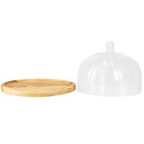 gjenstander Glasskuppel med treplate dekorasjon ostekuppel Ø22cm H16,5cm