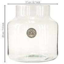 gjenstander Glassvase Rund Blomstervase Stor 100 % Resirkulert Glass H20 Ø17cm