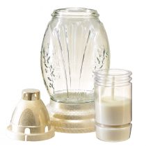 gjenstander Gravlys glassvase retro gravlykt klar hvitt gull Ø11cm H26,5cm