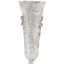 gjenstander Grå gravvase med rosemotiv, 26 cm høy, 2 stk.