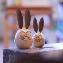 gjenstander Eggformet kanindekorasjonsfigur med karakter for vår- og sesongdekorasjon, 14 cm, 3 deler