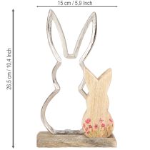 gjenstander Kaninmor med barn kanin dekorasjon natursølv 26,5cm