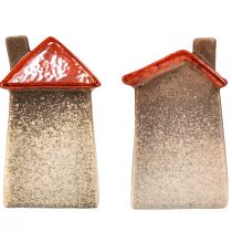 gjenstander Elske keramiske hus - hjertedesign, rød og naturlig, 17,5 cm - romantisk dekorasjon for hjemmet, 2 stk.