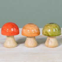 gjenstander Tresopp høstdekorasjon sopp grønn rød oransje H6,5 cm 9 stk