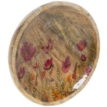 gjenstander Tretallerkener med blomster og sommerfugler, naturrosa, Ø15 cm, 3 stk.