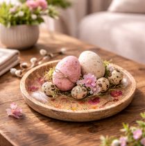 gjenstander Tretallerkener med blomster og sommerfugler, naturrosa, Ø15 cm, 3 stk.