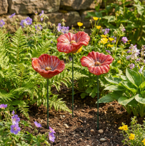gjenstander Keramisk valmueblomst romantisk dekorasjon til vårhage og blomsterbed 31 cm 6 stk