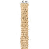 gjenstander Jutebånd, rustikt dekorativt bånd, naturlig jute, gull, 12 mm, 10 m