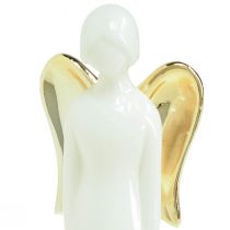 gjenstander Englefigurer keramisk engel hvitt gull 6cmx5cmx15cm 2stk