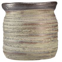 gjenstander Keramisk potteplante dekorativ vase metallic gråbrun 14×14cm