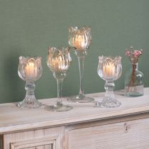 gjenstander Blomsterlysestake i glass for elegant borddekorasjon, arrangementer og bryllup, 22 cm