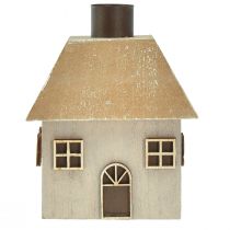 gjenstander Julelysestake, trehus, grå, 9×9×11 cm, 2 stk.
