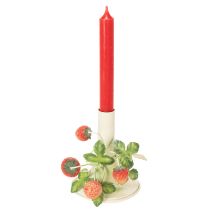 gjenstander Metalllysestake med jordbærdekorasjon, sommerkrem, H13 cm