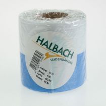 gjenstander Moiréblått og hvitt kransbånd, 100 mm dekorativt taftbånd