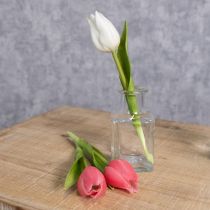 gjenstander Kunstig tulipan, realistisk dekorasjon, slitesterk kunstig blomst til hjemmet, 21 cm, 6 deler