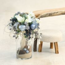 gjenstander Sett med blå/sølvfargede glasskuler – matte og blanke, glassdekorasjoner til vinterblomsteroppsatser, 7,5 cm, 12 deler