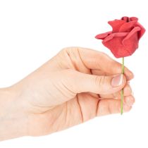 gjenstander Kunstig rød roseblomst med stilk, 5 cm, 100 stk.