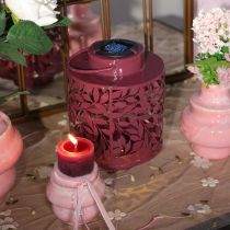 gjenstander Lanterne med bladmotiv, solcelledrevet, for stemningsfull utendørsbelysning, 25 cm