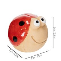 gjenstander Marihøne dekorativ keramikkfigur for munter hagedekorasjon og vinduskarmer, 7 cm, 3 stk.